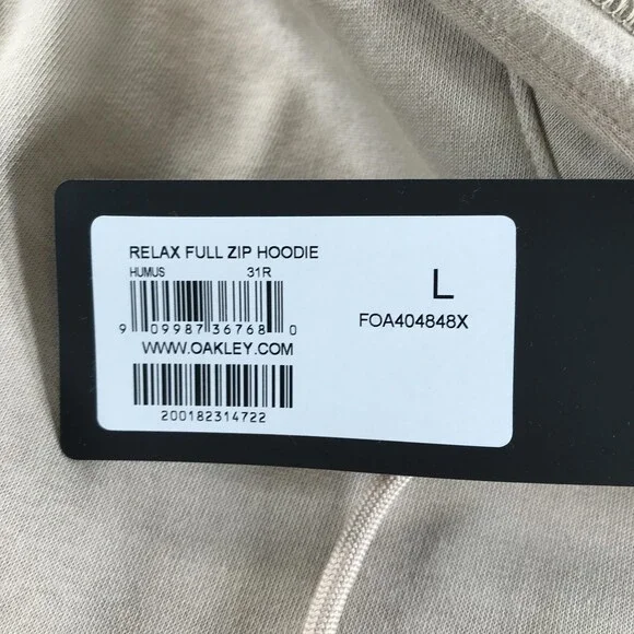 Oakley Hoodie Mens Large Relax Full Zip Fleece Humus Beige Regular FOA404848X - Picture 5 of 12